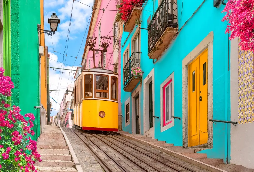 Old historic coastal city architecture on the Iberian peninsula