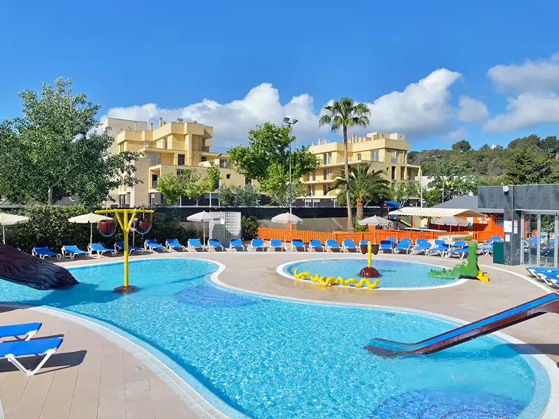 Golden sandy beach and bay in Palma Nova, Majorca